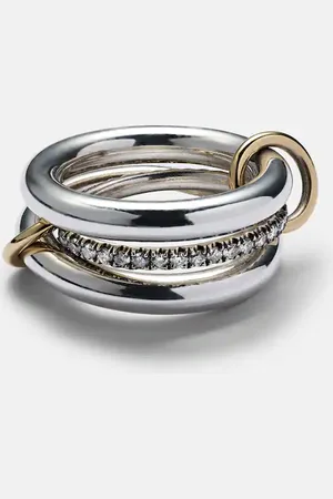 SPINELLI KILCOLLIN Libra Noir sterling and 18kt gold rings with diamonds