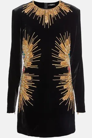 Balmain Embellished velvet minidress