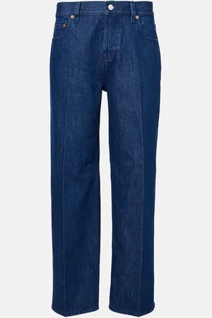 Gucci Leather-trimmed straight jeans