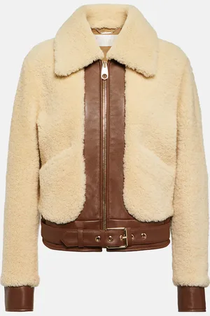 Chloé Leather-trimmed shearling jacket