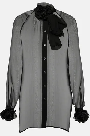 Dolce & Gabbana Floral-appliquÃ© silk chiffon blouse