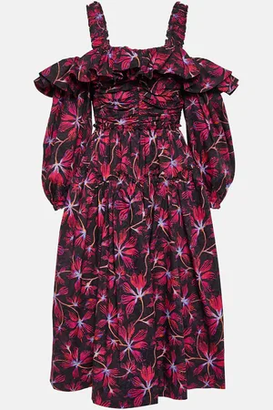 ULLA JOHNSON Caprice floral cotton poplin midi dress