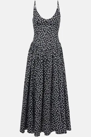 Staud Dena gathered cotton poplin midi dress