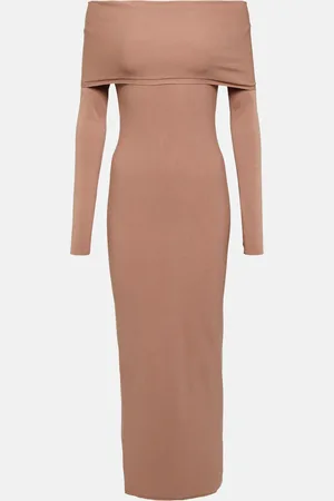 Alaïa Off-shoulder jersey midi dress