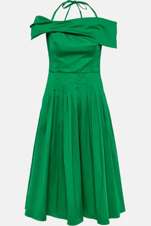 Oscar de la Renta Off-shoulder silk midi dress