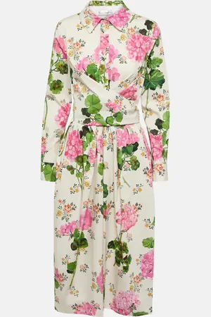 Oscar de la Renta Floral cotton midi shirt dress