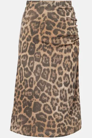 Stella McCartney Leopard-printed ruched midi skirt