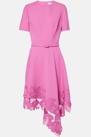 Oscar de la Renta Floral lace-trimmed midi dress