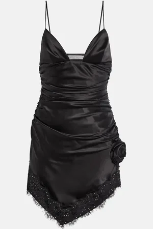 Alessandra Rich Embellished silk-blend satin minidress