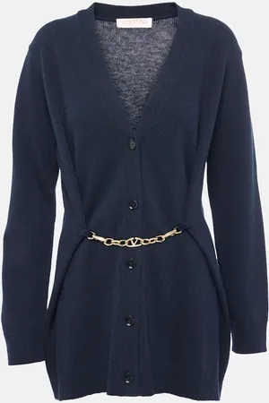 VALENTINO Chain-detail virgin wool cardigan