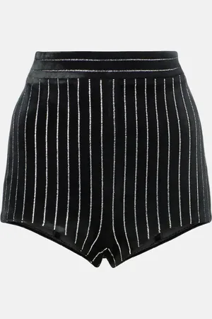 ALEX PERRY Crystal-embellished velvet shorts