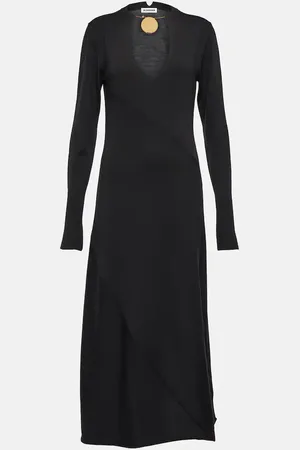 Jil Sander V-neck virgin wool midi dress
