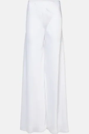 Norma Kamali High-rise satin straight pants