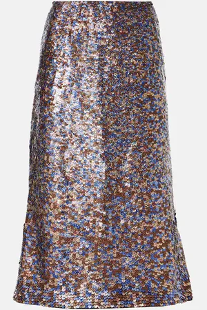 DRIES VAN NOTEN Sequined wool-blend midi skirt