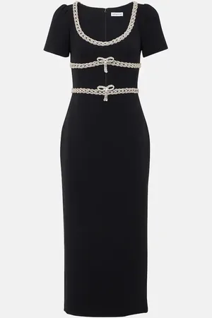 Self-Portrait Crystal-embellished crÃªpe midi dress