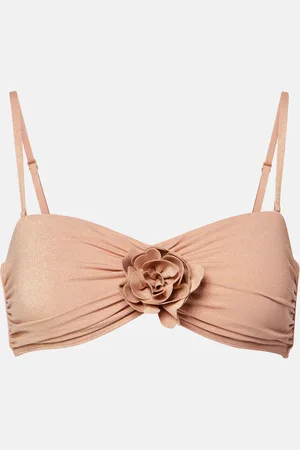 ZIMMERMANN Everley floral-appliquÃ© lamÃ© bikini top