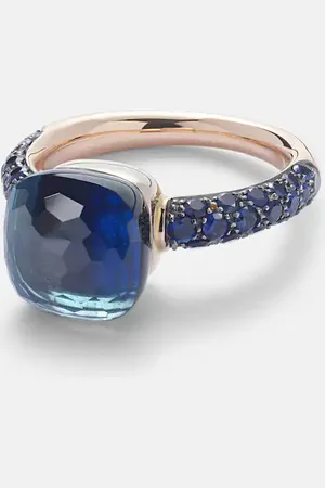 Pomellato Nudo 18kt rose and white gold ring with London topaz