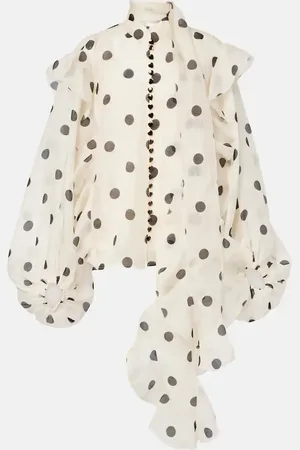 ZIMMERMANN Crush polka-dot linen and silk blouse