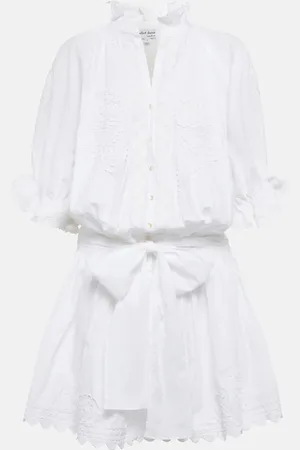 Juliet Dunn Embroidered cotton poplin shirt dress
