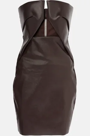 Rick Owens Prong cutout coated denim bustier dress