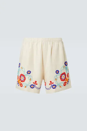 BODE Garden Party beaded linen shorts
