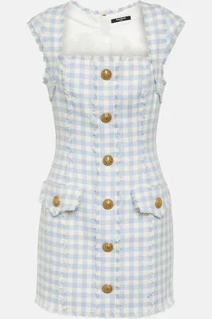 Balmain Gingham tweed minidress
