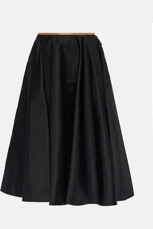 Prada Re-Nylon leather-trimmed midi skirt