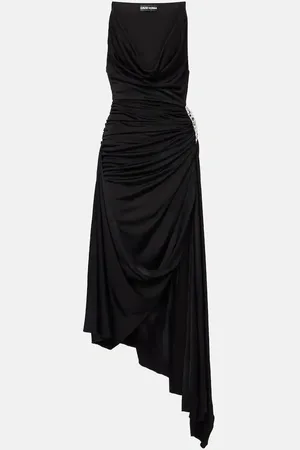 DAVID KOMA Asymmetric crystal-embellished gown