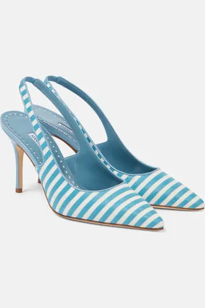 Manolo Blahnik Allurafia 90 striped slingback pumps
