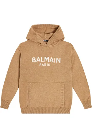 Balmain Logo intarsia wool and cashmere hoodie