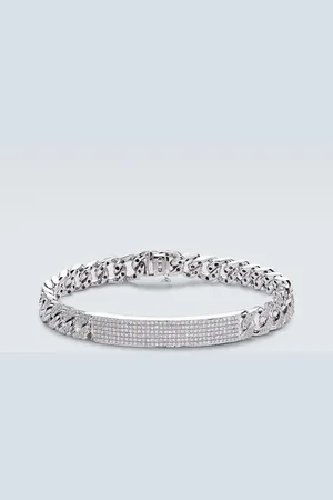 Shay 18kt white gold curb chain bracelet with diamonds