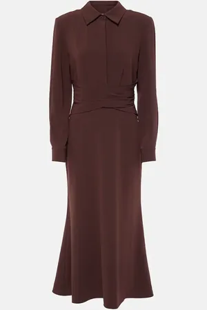 Roland Mouret Gathered crÃªpe satin midi dress