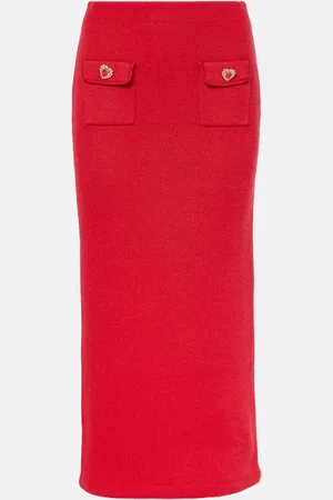 Self-Portrait Embellished knitted midi skirt
