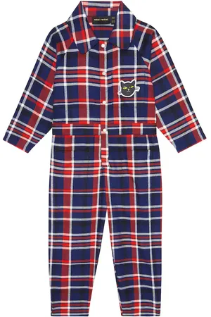 Mini Rodini Checked cotton flannel jumpsuit