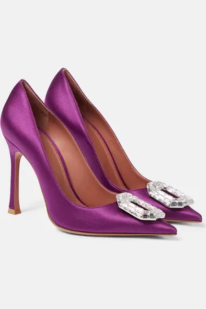 Amina Muaddi Camelia silk satin pumps