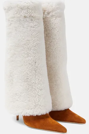 MAGDA BUTRYM Shearling and suede knee-high boots