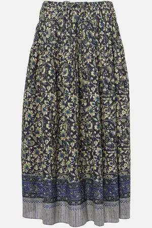 ULLA JOHNSON Avia pleated cotton-blend midi skirt
