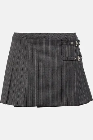 Alessandra Rich Belted pinstriped miniskirt