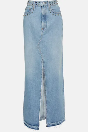 Alessandra Rich Studded denim maxi skirt