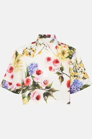 Dolce & Gabbana Floral cropped cotton poplin shirt