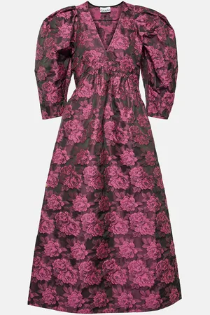 Ganni Floral jacquard midi dress
