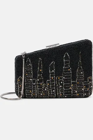 Staud Carmella NYC Skyline beaded clutch