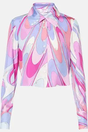 Puccini Printed cropped silk twill shirt