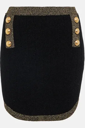 Balmain High-rise ribbed-knit miniskirt