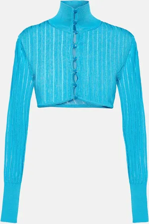 Alaïa Ribbed-knit cropped cardigan