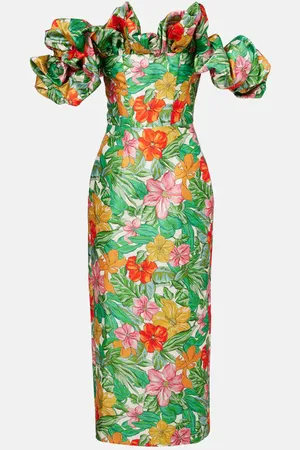 ALÉMAIS Printed off-shoulder maxi dress