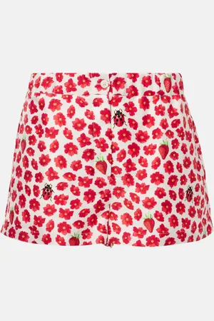 VERSACE Floral printed silk twill shorts