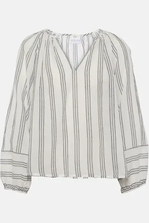 Velvet Gianna embroidered striped cotton top