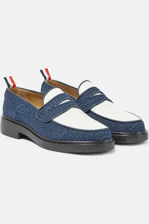 Thom Browne Leather-trimmed tweed loafers