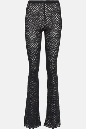 Alessandra Rich Embellished high-rise flared lace pants